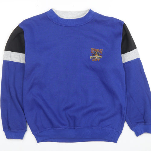 Bugle Boy Boys Blue Colourblock Crew Neck Sweatshirt Size 16-18 L