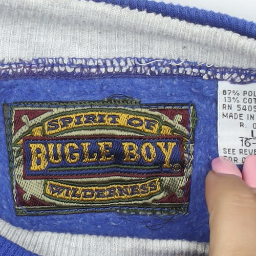 Bugle Boy Boys Blue Colourblock Crew Neck Sweatshirt Size 16-18 L