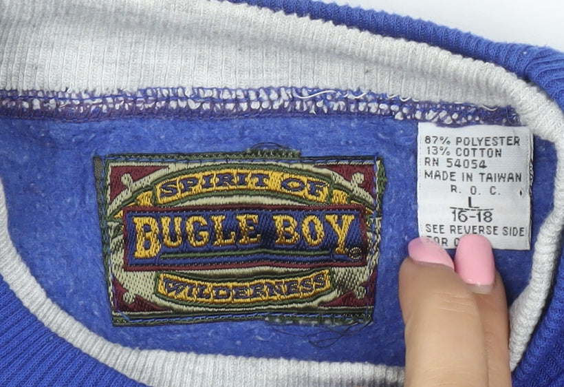 Bugle Boy Boys Blue Colourblock Crew Neck Sweatshirt Size 16-18 L