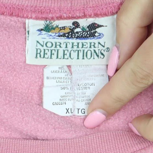 Northern Reflections Women Pink XL Pullover Sweatshirt Cotton Blend