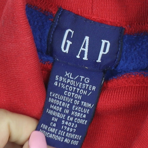 GAP Boys Red Blue XL Pullover Sweatshirt with Embroidered Ski Logo