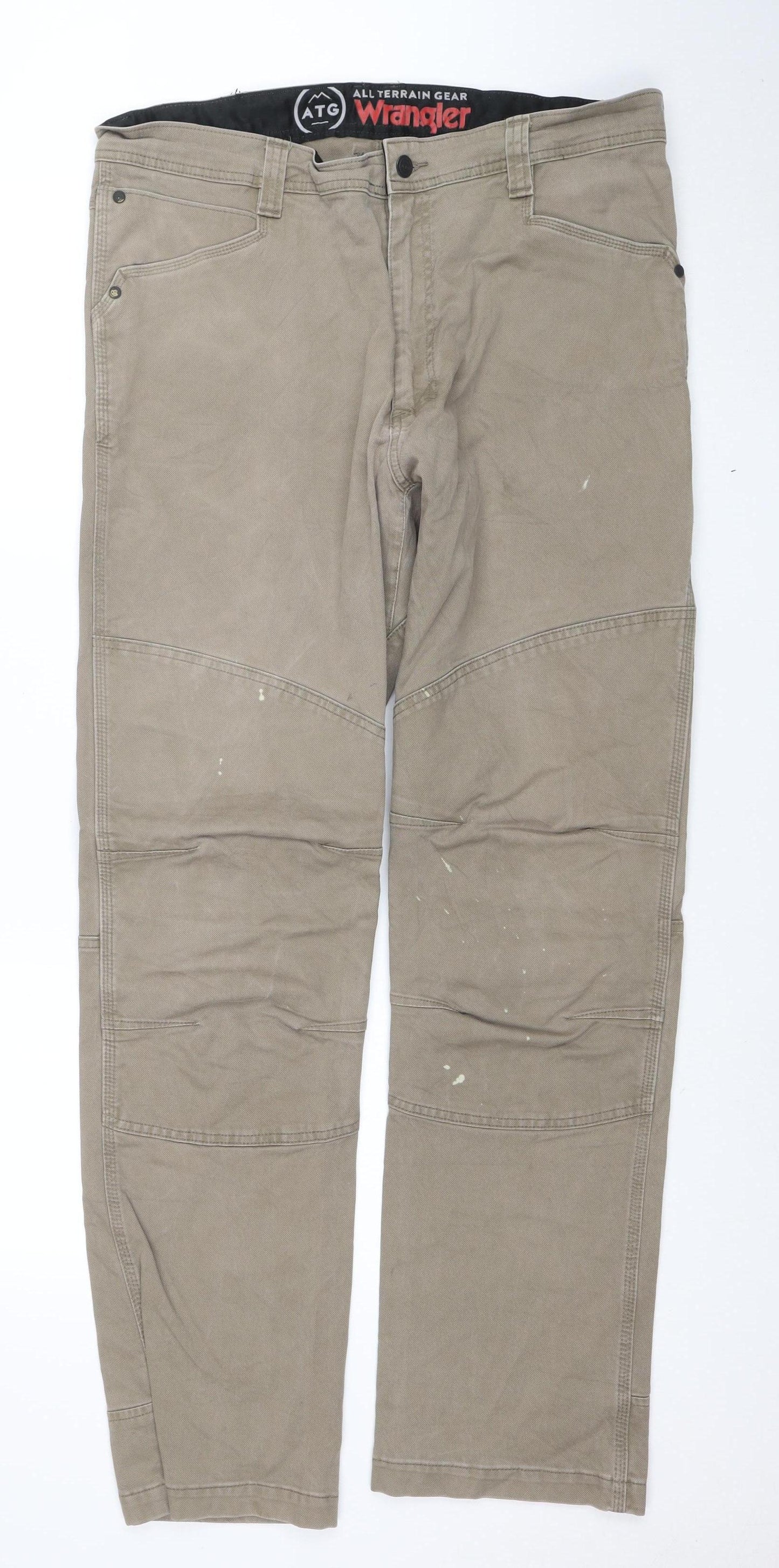 Wrangler ATG Men's Beige Cargo Trousers 38x32 Regular Fit