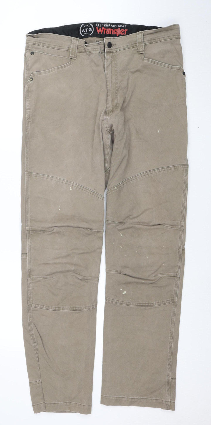 Wrangler ATG Men's Beige Cargo Trousers 38x32 Regular Fit