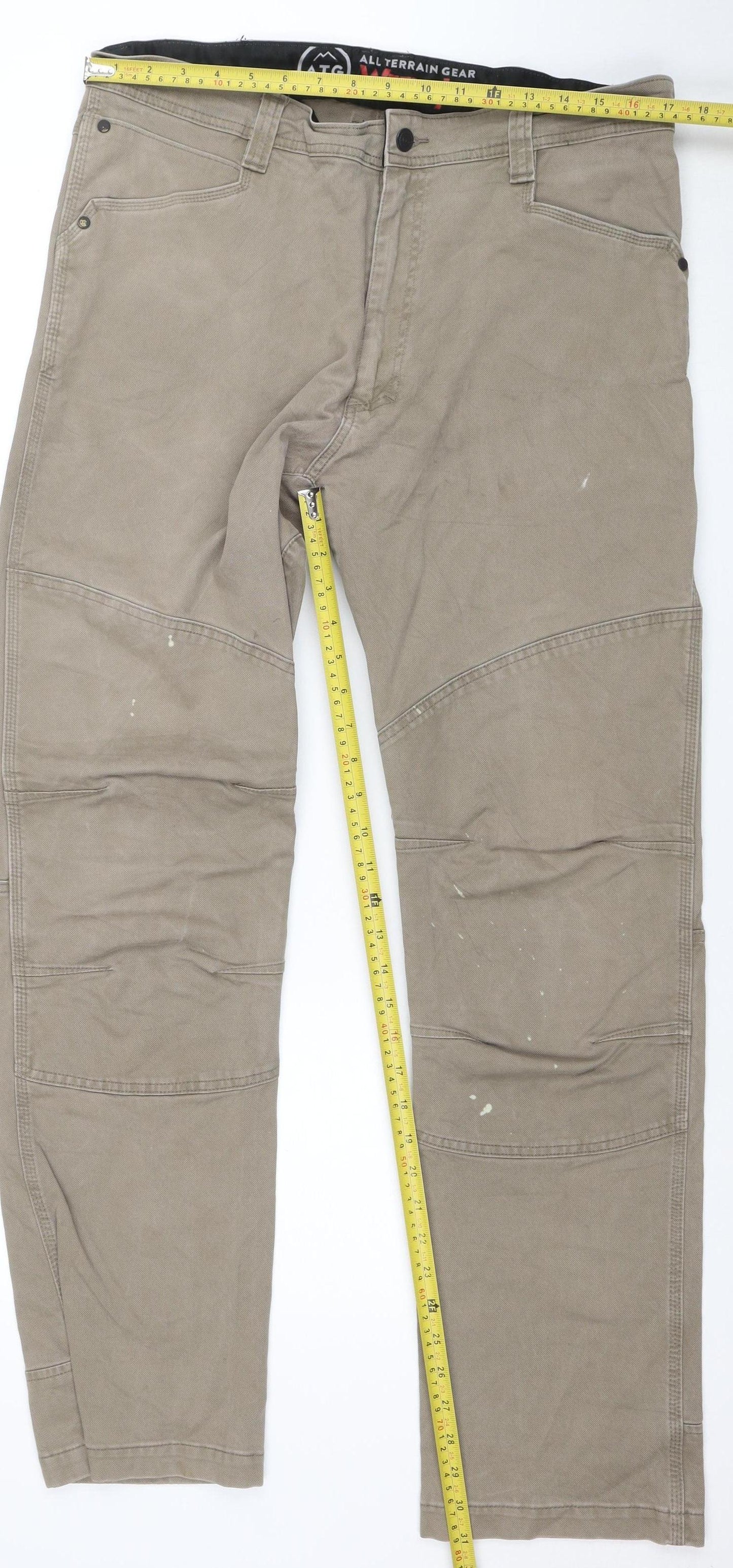 Wrangler ATG Men's Beige Cargo Trousers 38x32 Regular Fit