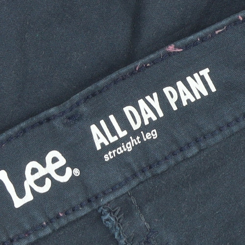 Lee Women's Blue Cotton Blend Straight Leg All Day Pants Size 12 Short