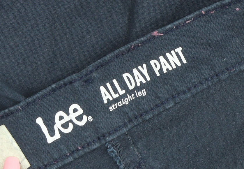 Lee Women's Blue Cotton Blend Straight Leg All Day Pants Size 12 Short