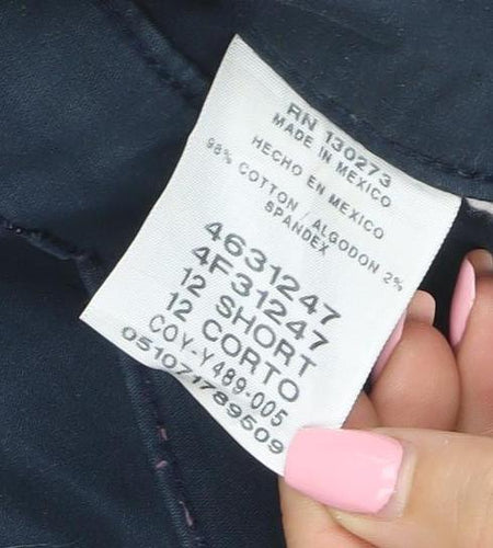 Lee Women's Blue Cotton Blend Straight Leg All Day Pants Size 12 Short