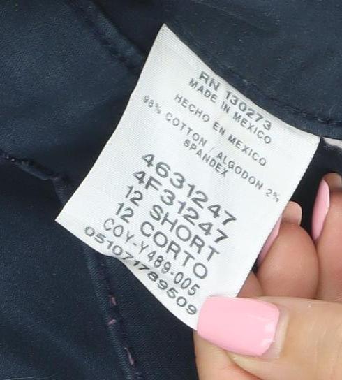 Lee Women's Blue Cotton Blend Straight Leg All Day Pants Size 12 Short