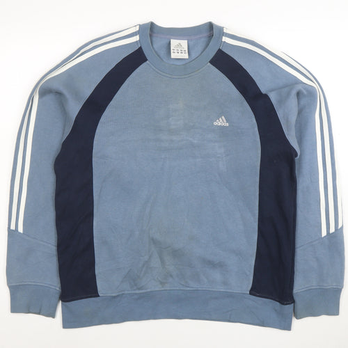 Adidas Men’s Blue Crew Neck Pullover Sweatshirt M Regular Fit