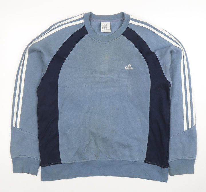 Adidas Men’s Blue Crew Neck Pullover Sweatshirt M Regular Fit