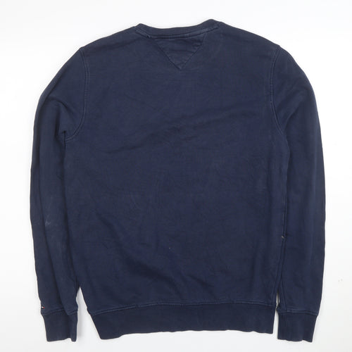 Tommy Hilfiger Men Blue S Pullover Crew Neck Graphic Sweatshirt