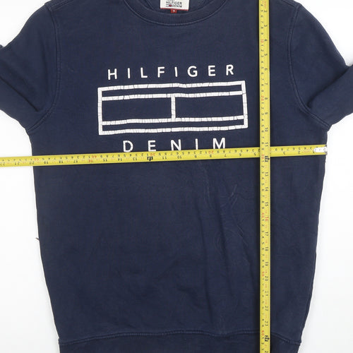 Tommy Hilfiger Men Blue S Pullover Crew Neck Graphic Sweatshirt