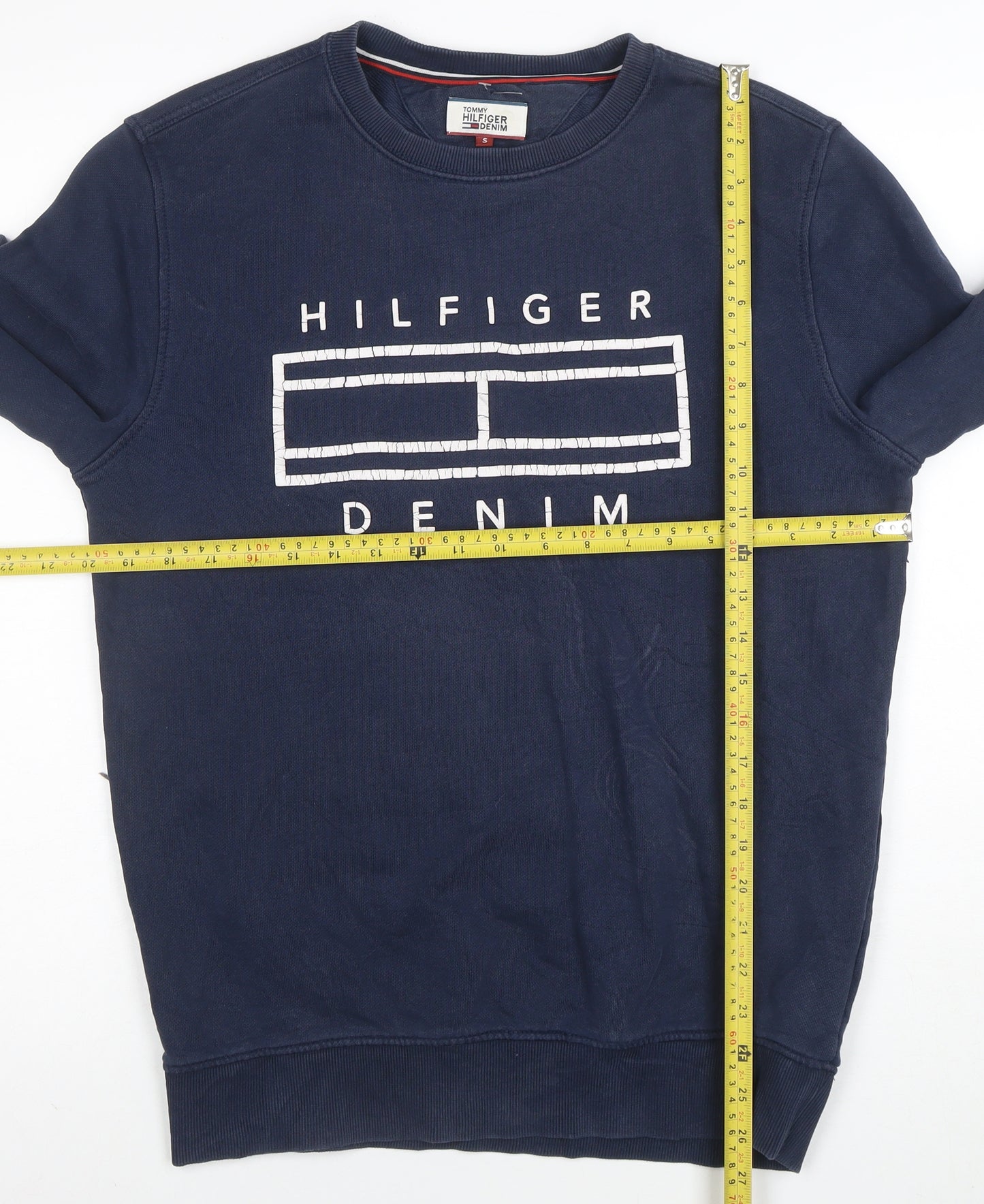 Tommy Hilfiger Men Blue S Pullover Crew Neck Graphic Sweatshirt