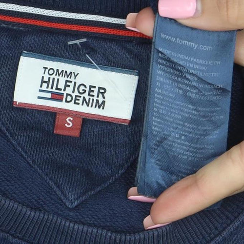 Tommy Hilfiger Men Blue S Pullover Crew Neck Graphic Sweatshirt