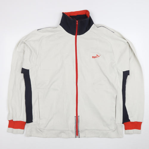 Puma Men's XL White Full Zip Sweatshirt with Red Trim
