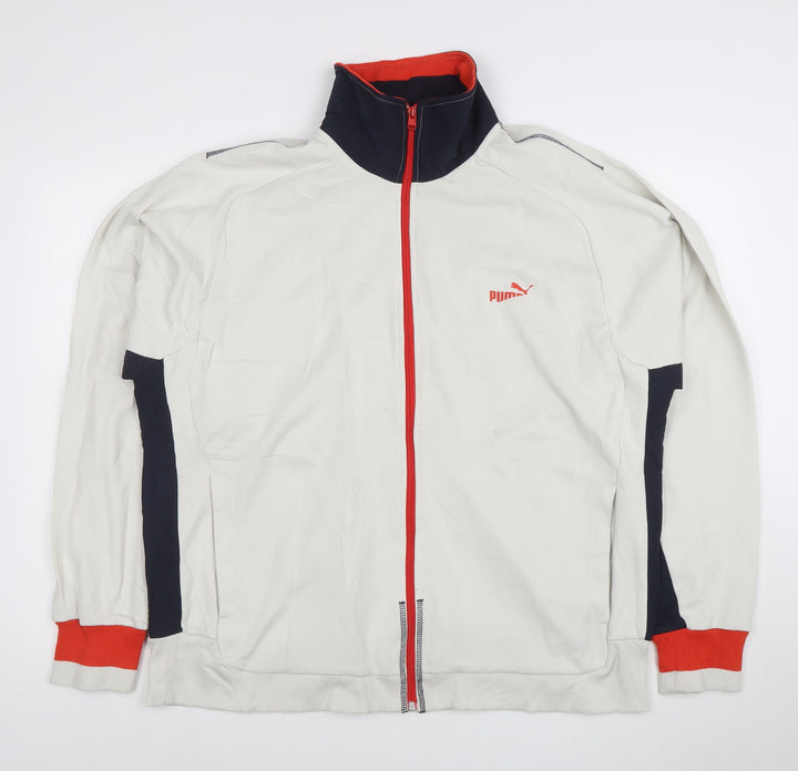 Puma Men's XL White Full Zip Sweatshirt with Red Trim