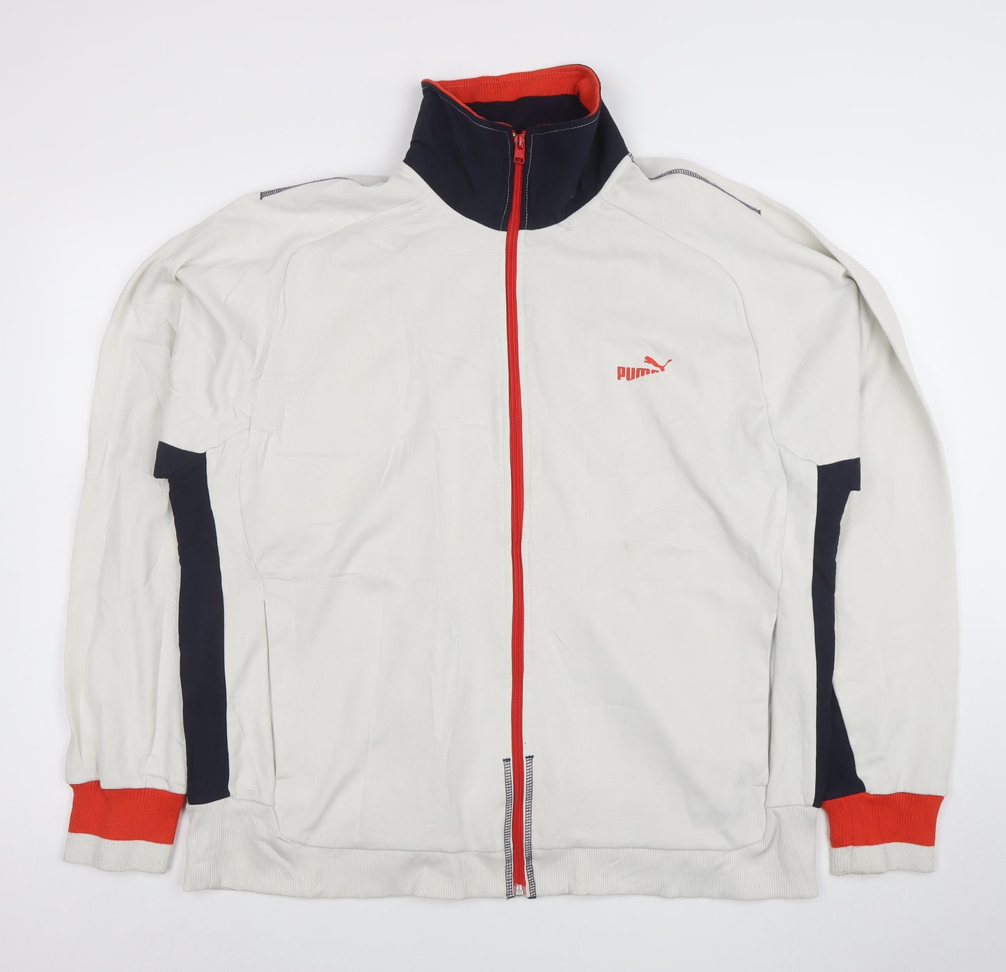Puma Men's XL White Full Zip Sweatshirt with Red Trim