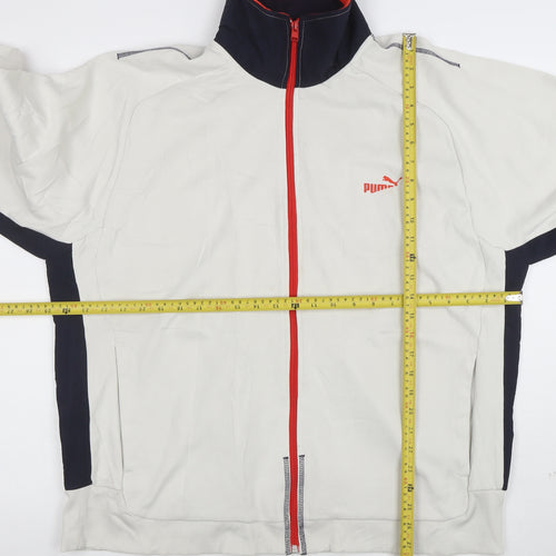 Puma Men's XL White Full Zip Sweatshirt with Red Trim