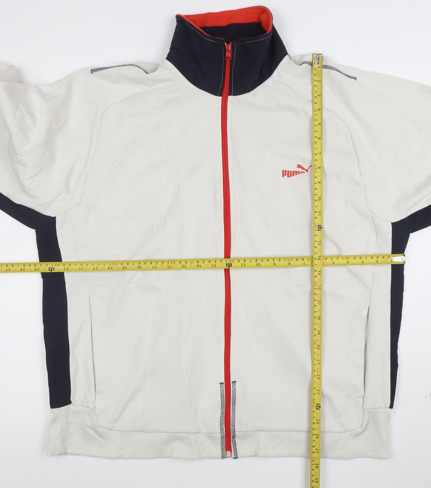 Puma Men's XL White Full Zip Sweatshirt with Red Trim