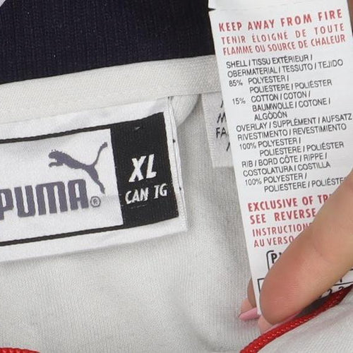 Puma Men's XL White Full Zip Sweatshirt with Red Trim