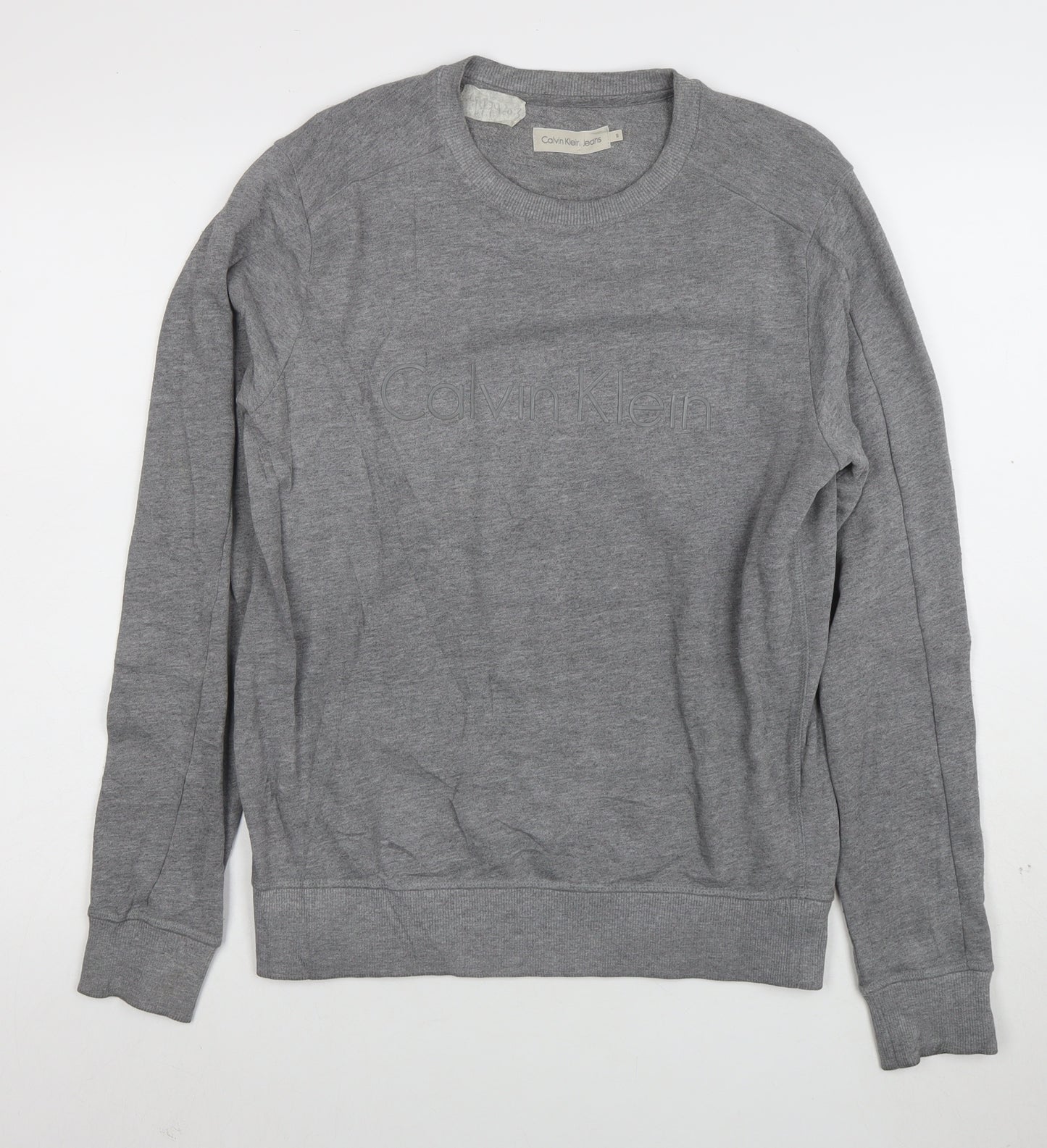 Calvin Klein Jeans Men’s Grey Logo Pullover Sweatshirt Size S