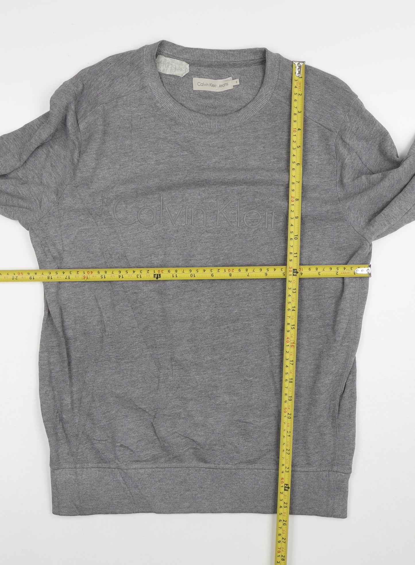 Calvin Klein Jeans Men’s Grey Logo Pullover Sweatshirt Size S