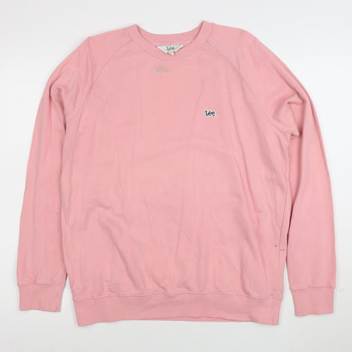 Lee Women Pink Cotton Regular Fit Crew Neck Sweatshirt L