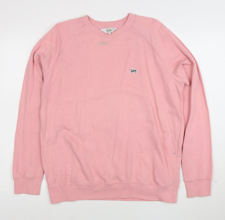 Lee Women Pink Cotton Regular Fit Crew Neck Sweatshirt L