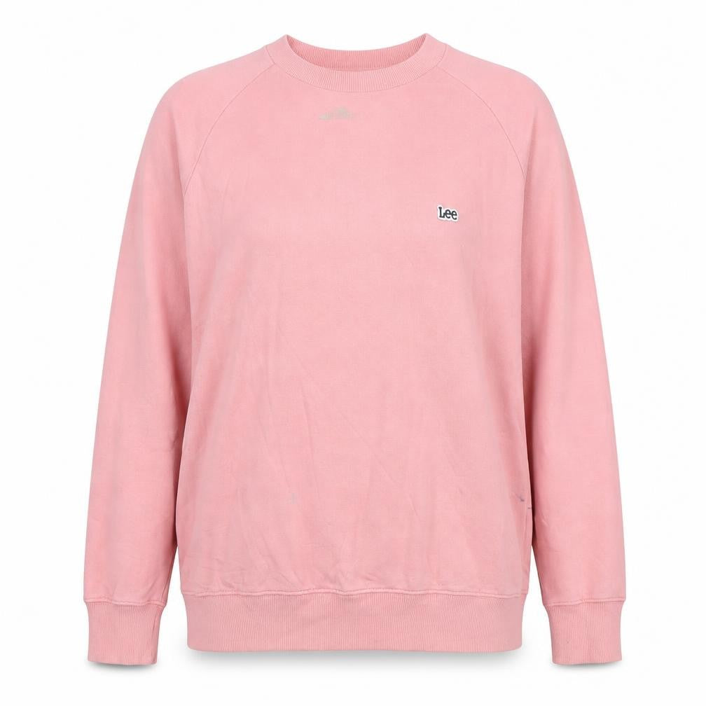 Front view of Lee Women Pink Cotton Regular Fit Crew Neck Sweatshirt L