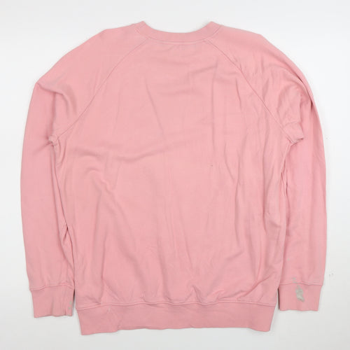 Lee Women Pink Cotton Regular Fit Crew Neck Sweatshirt L