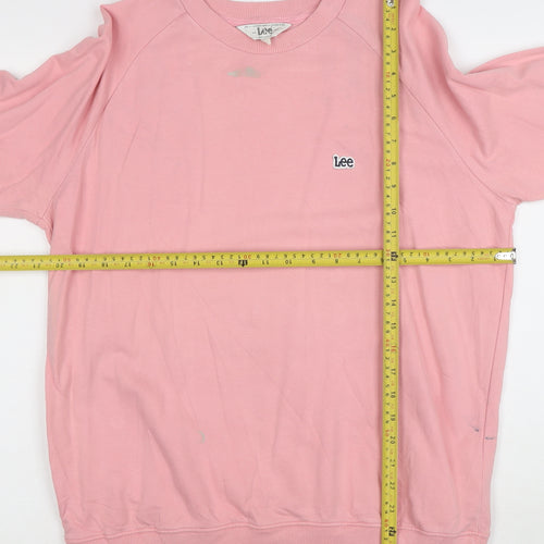 Lee Women Pink Cotton Regular Fit Crew Neck Sweatshirt L