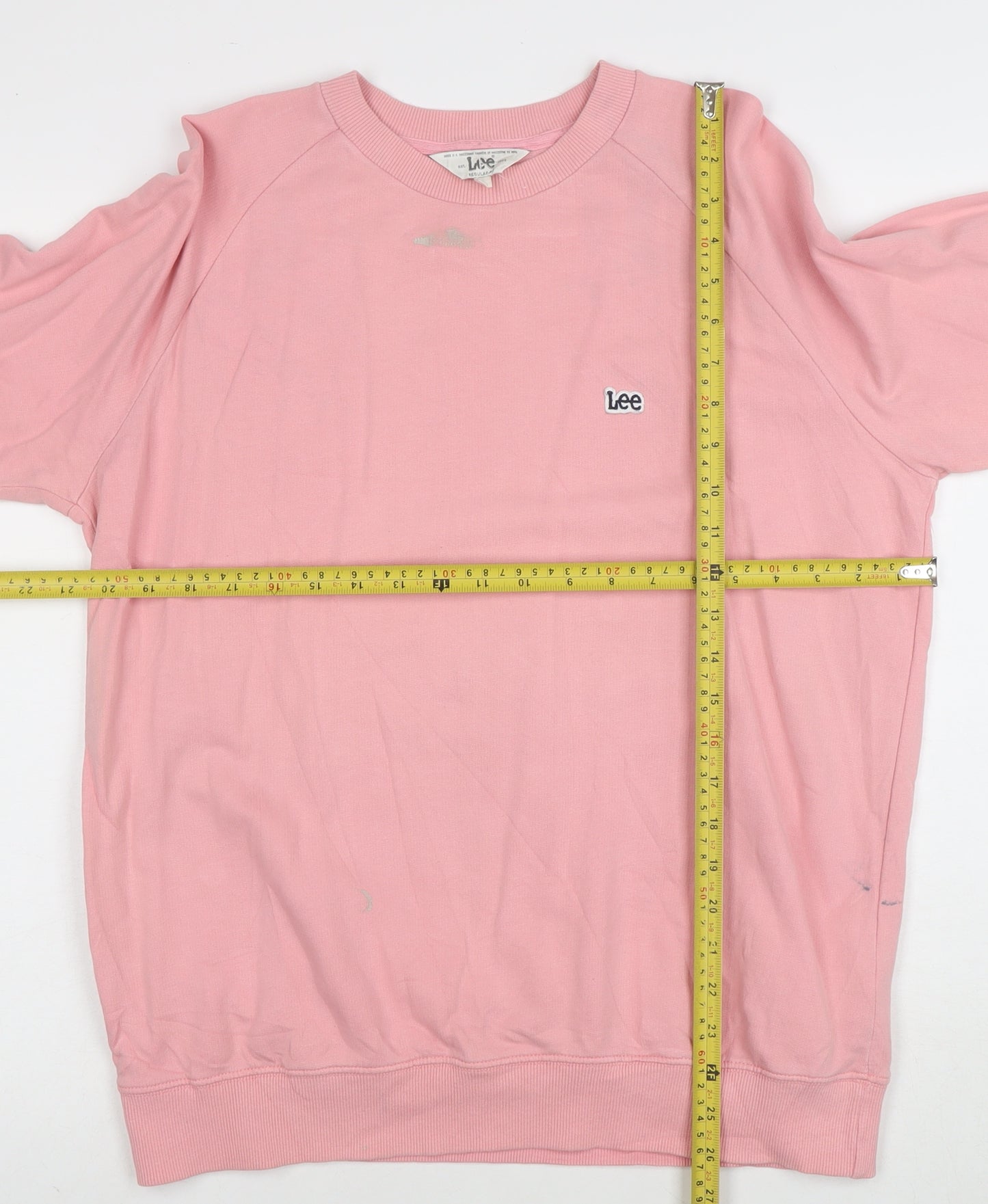 Lee Women Pink Cotton Regular Fit Crew Neck Sweatshirt L