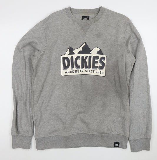 Dickies Mens Grey Medium Pullover Sweatshirt Crew Neck Workwear