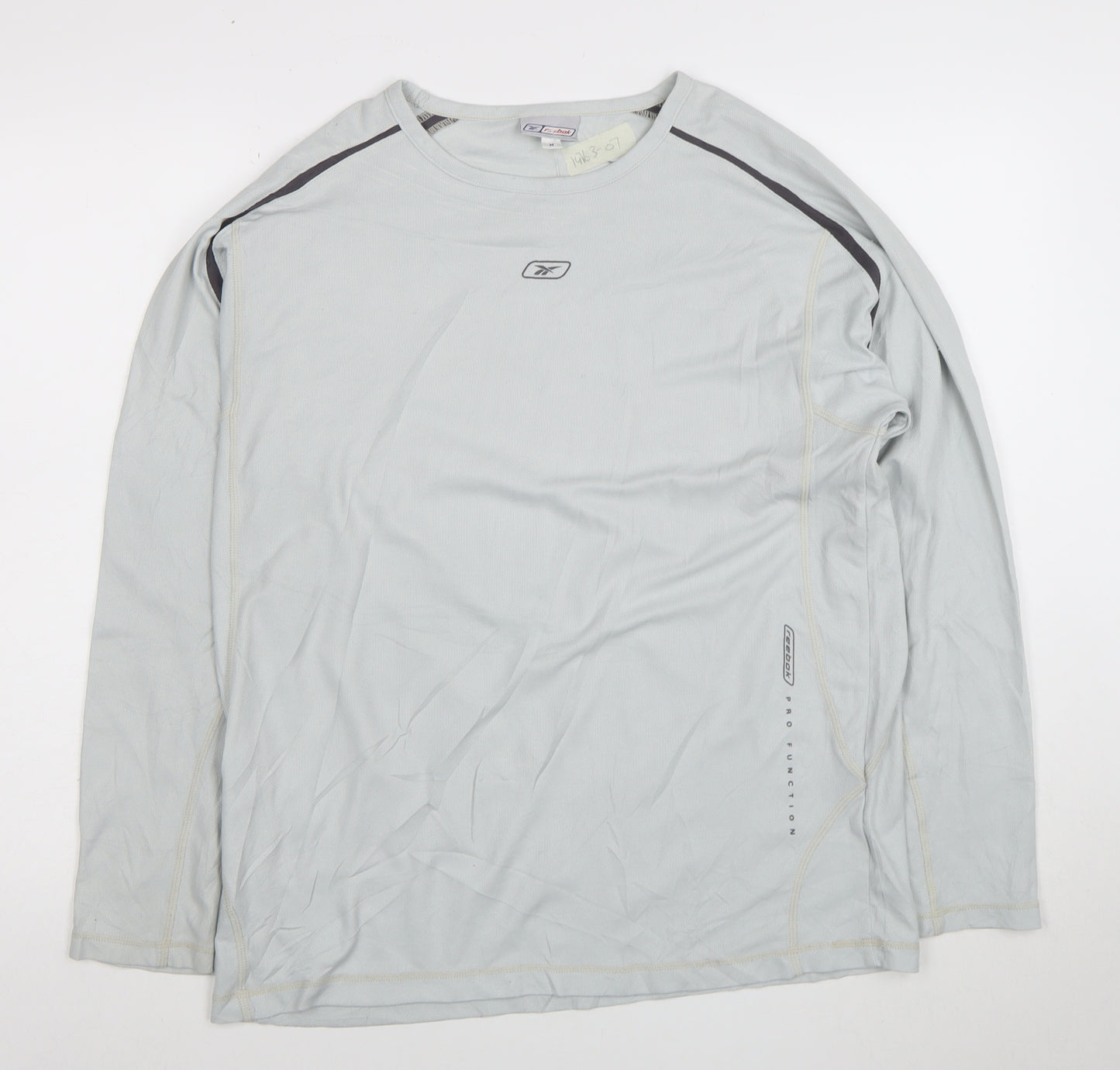 Reebok Men’s Grey Long Sleeve Athletic T-Shirt M Moisture Wicking