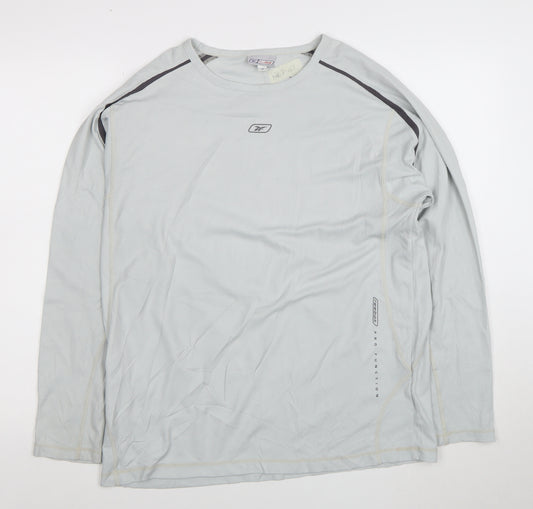 Reebok Men’s Grey Long Sleeve Athletic T-Shirt M Moisture Wicking