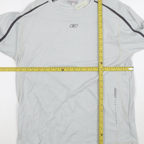 Reebok Men’s Grey Long Sleeve Athletic T-Shirt M Moisture Wicking