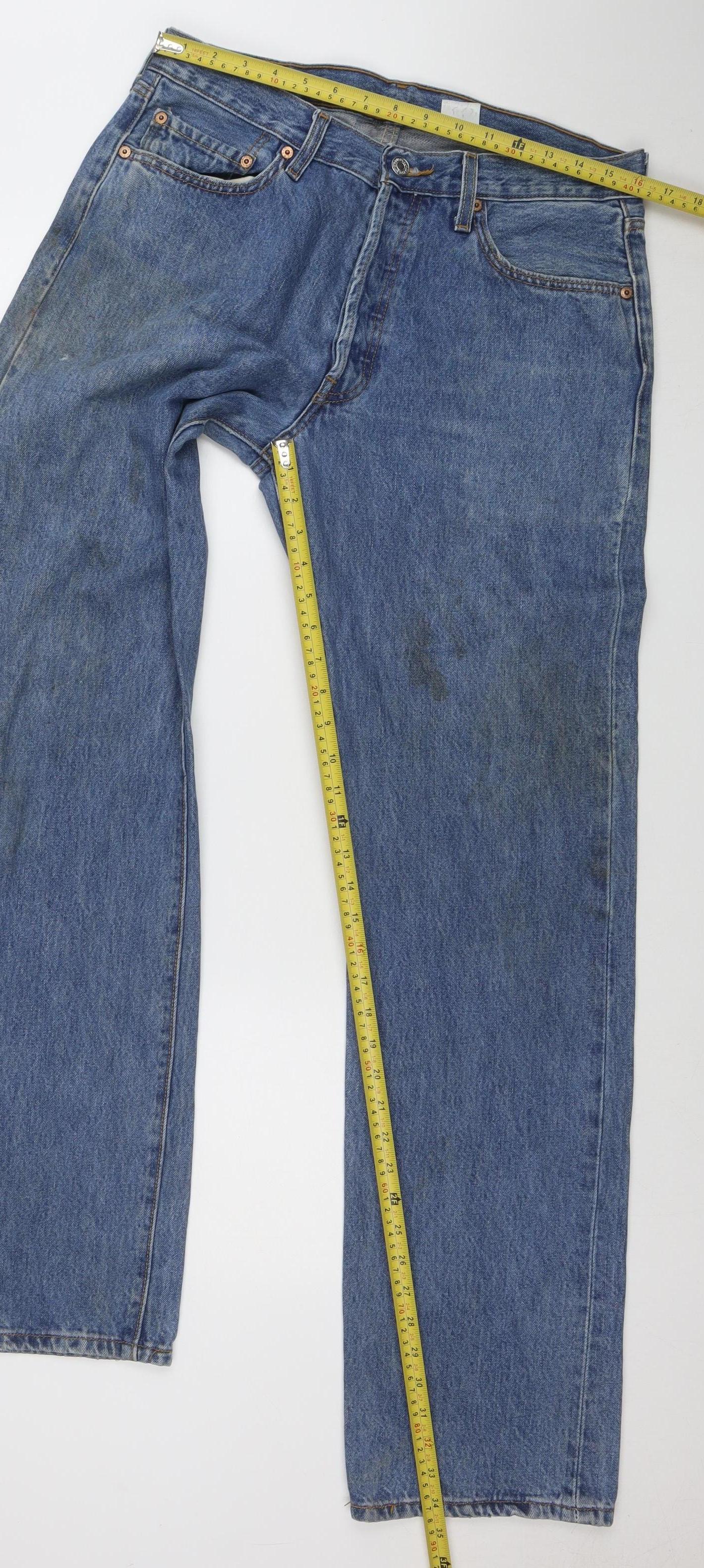 Levi's Men's Blue Straight Leg Denim Jeans W34 L34 Regular Fit