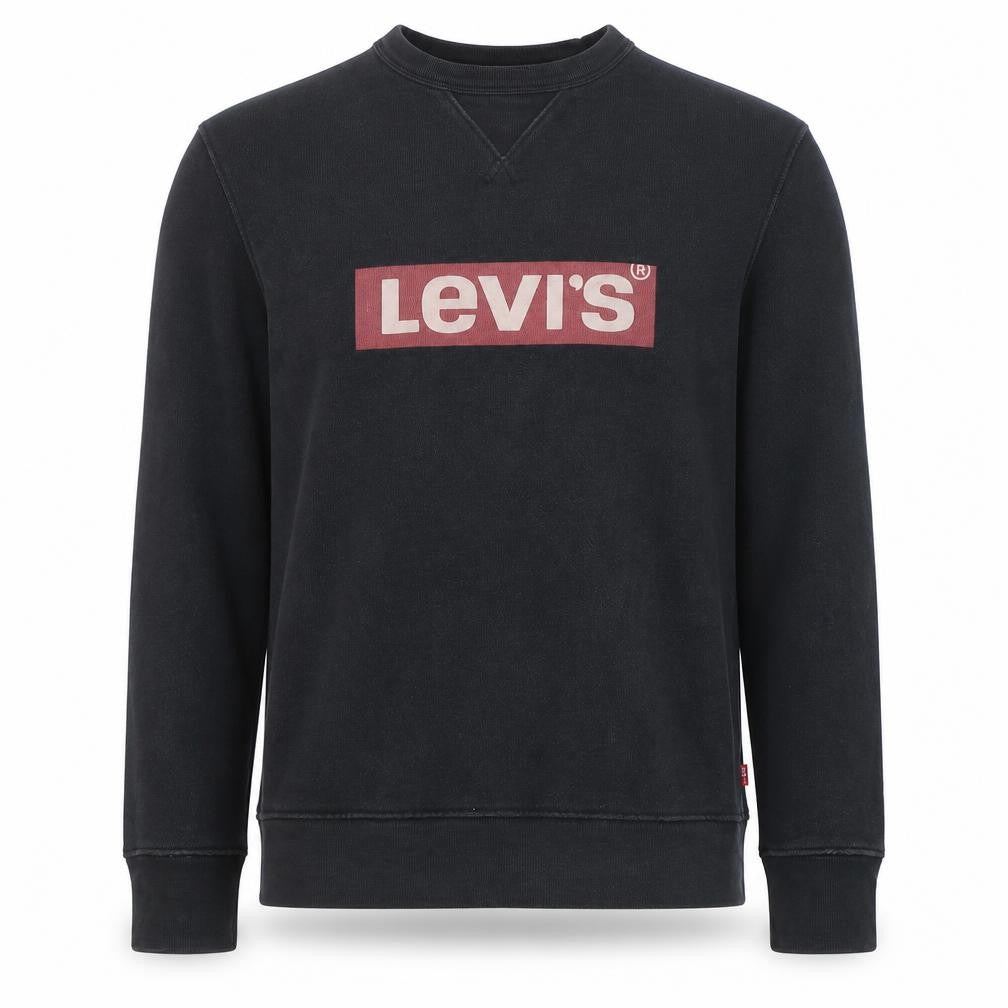 Front view of Levi's Men's Black Graphic Logo Pullover Sweatshirt, size S
