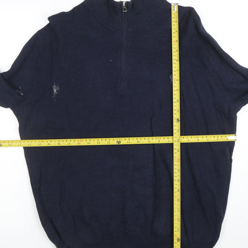 Polo Ralph Lauren Men's Blue L Half Zip Cotton Jumper