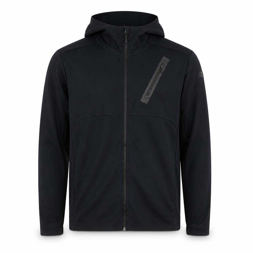 Front view of Puma Men’s Black Full Zip Hoodie, size M, Regular Fleece Sweatshirt