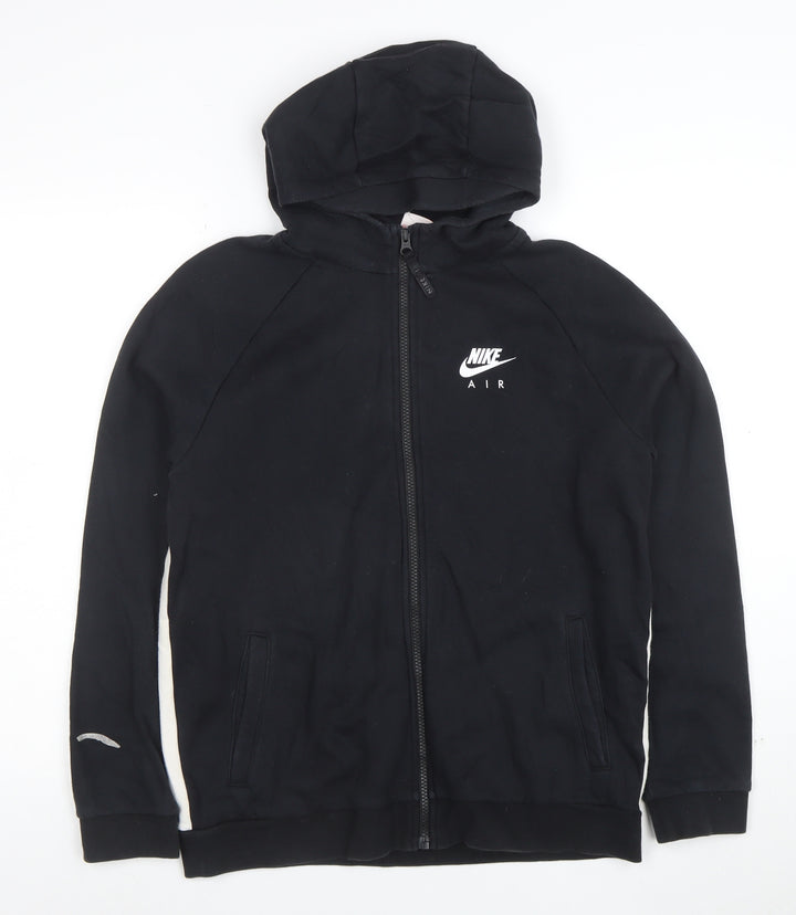 Nike Boys Black Full Zip Hoodie Air Logo XL 13-15 Years Cotton Blend
