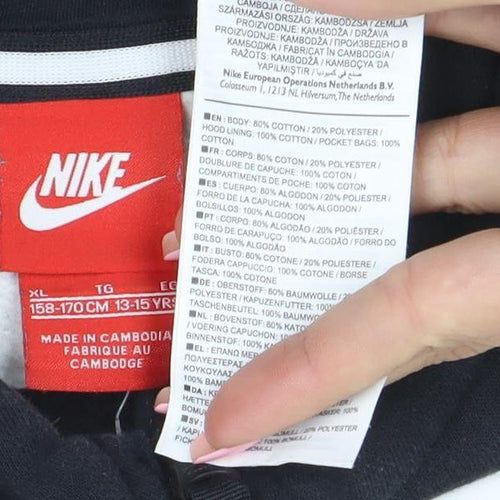 Nike Boys Black Full Zip Hoodie Air Logo XL 13-15 Years Cotton Blend