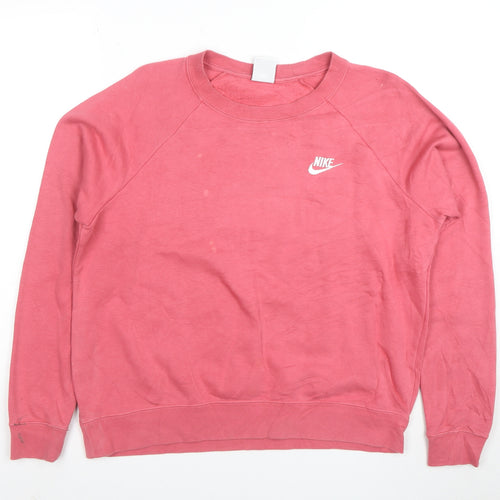 Nike Women’s Pink Crew Neck Pullover Sweatshirt M Cotton Blend