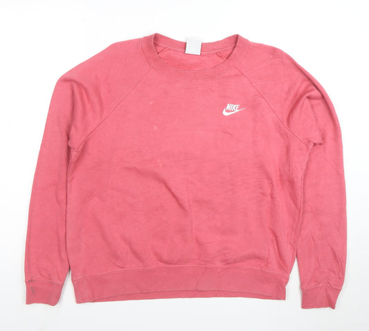 Nike Women’s Pink Crew Neck Pullover Sweatshirt M Cotton Blend