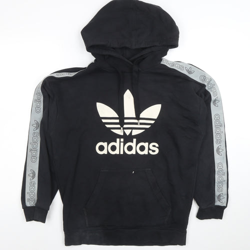 Adidas Women Black Size 10 Pullover Hoodie with Logo & Pockets
