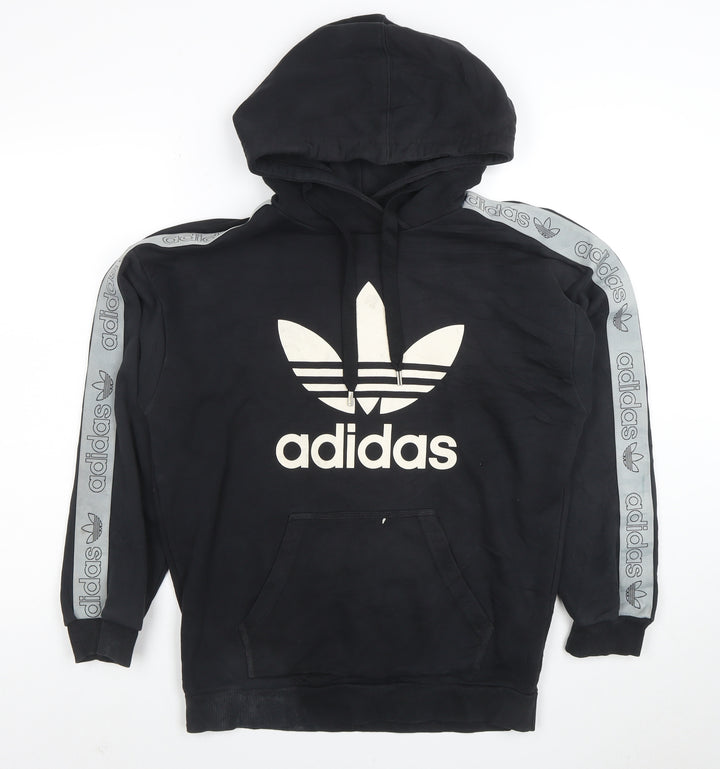 Adidas Women Black Size 10 Pullover Hoodie with Logo & Pockets
