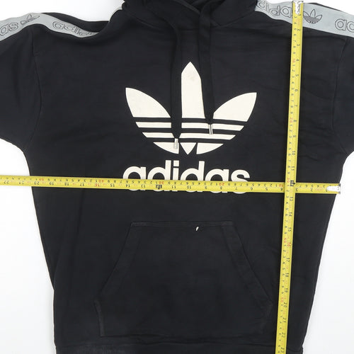 Adidas Women Black Size 10 Pullover Hoodie with Logo & Pockets