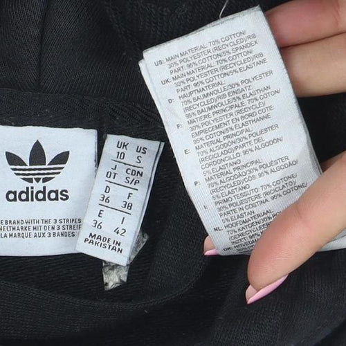 Adidas Women Black Size 10 Pullover Hoodie with Logo & Pockets