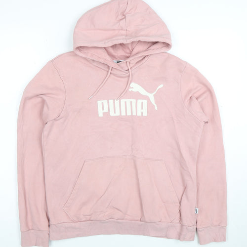 Puma Women's Pink Pullover Hoodie Size L Cotton Blend Logo
