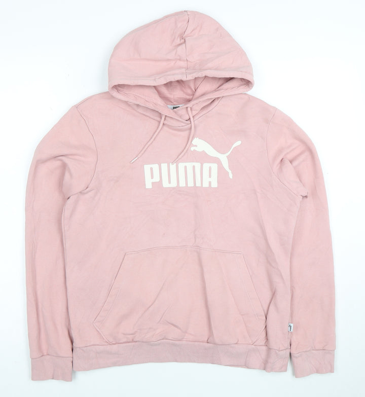 Puma Women's Pink Pullover Hoodie Size L Cotton Blend Logo